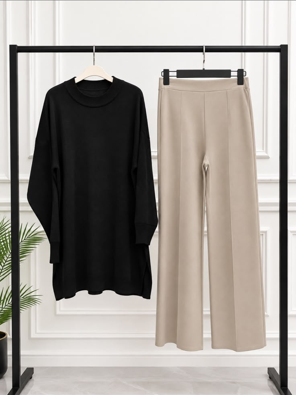 Rahat Kesim Tunik & Geniş Paça Pantolon Takım