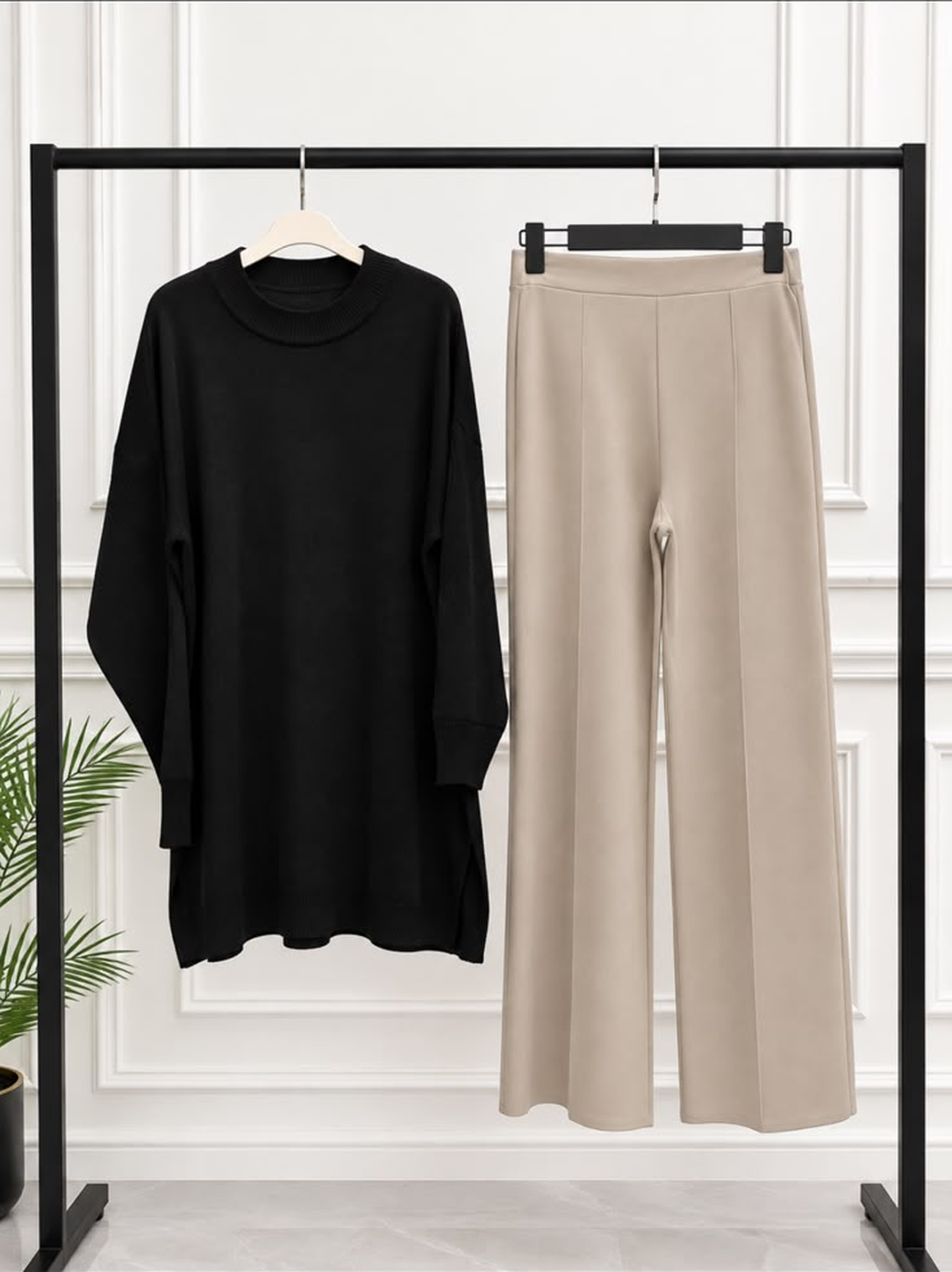 Rahat Kesim Tunik & Geniş Paça Pantolon Takım
