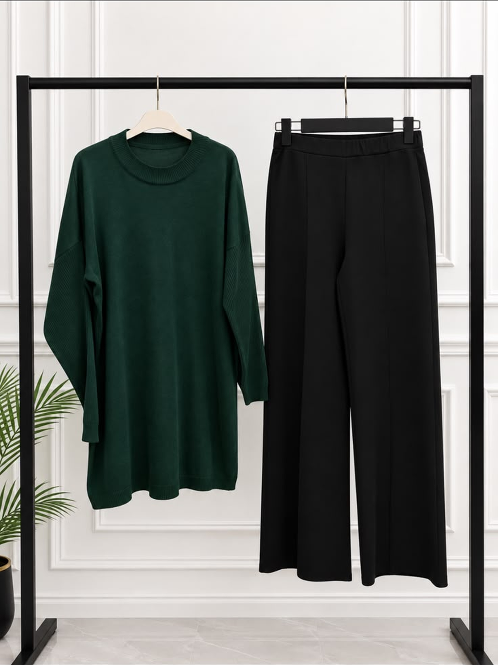 Rahat Kesim Tunik & Geniş Paça Pantolon Takım