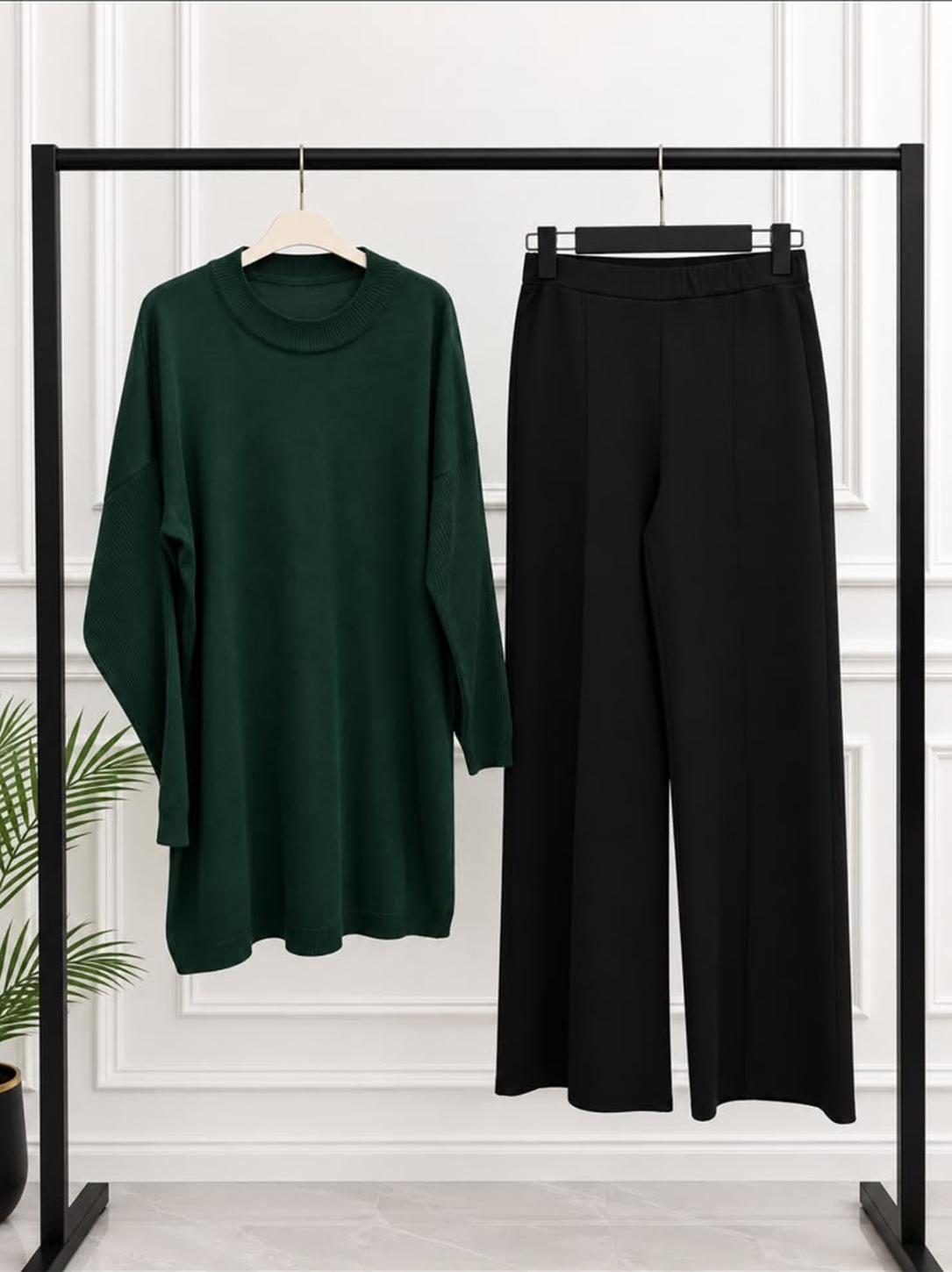 Rahat Kesim Tunik & Geniş Paça Pantolon Takım